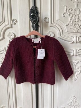 Bonpoint Deep Burgundy Knit Cardigan